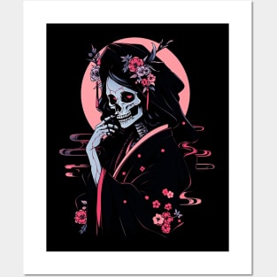 Geisha | Grim Reaper Geisha Skull | Cool Retro Japanese Aesthetic Posters and Art